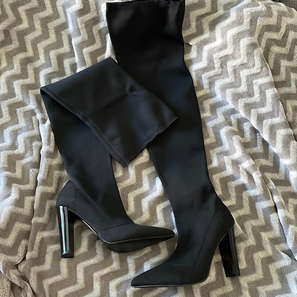 Thigh high knit boots